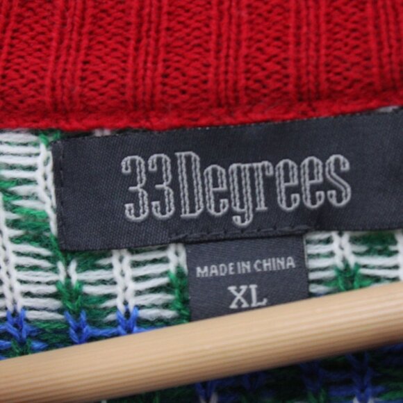 33 Degrees Christmas Sweater Mens XL Multicolor Knit Deers Drinking Embroidered - Picture 5 of 8